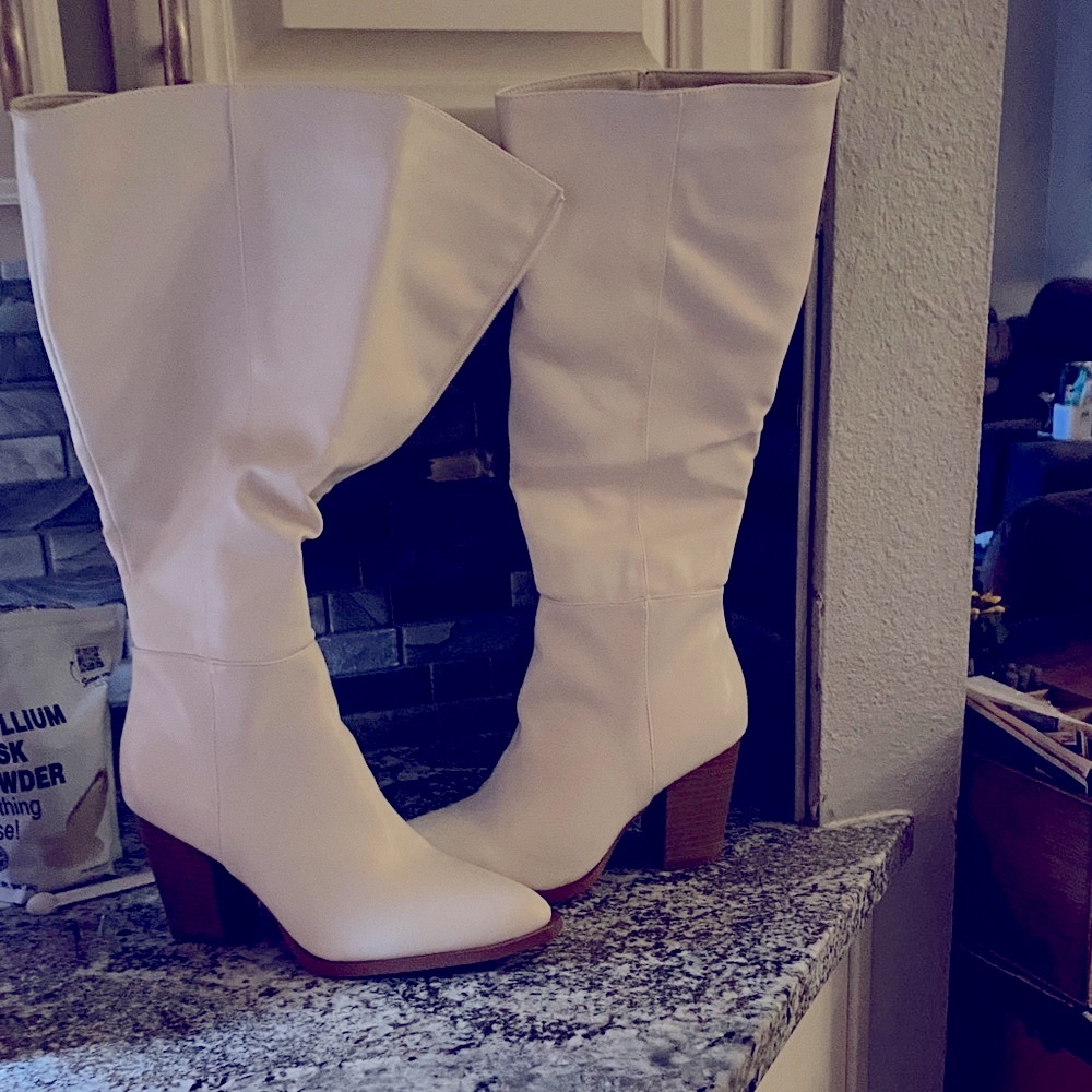 Chic Cream Heeled Boots